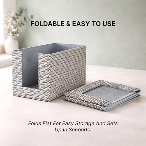 Image of DALUCI Shirt Stacker & Clothes Organizer for Wardrobe | Non-Woven Foldable Storage Box for Cupboard, Closet & Bedroom | Strong Collapsible Fabric Organizer | 40x25x24 cm - Pack of 3 (Grey)