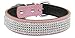 Beirui Bling Rhinestones Dog Collar - Soft Genuine Padded Leather Made Sparkly Crystal Diamonds Studded -Perfect for Pet Show & Daily Walking Pink 10-13"