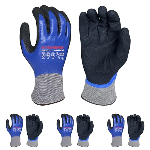 Armor Guys Kyorene Protective Work Gloves – Full Nitrile Coated – Tear & Abrasion Resistant Graphene Gloves – Oil and Water Resistant for Manufacturing & Maintenance, Size XL, 3/Pk
