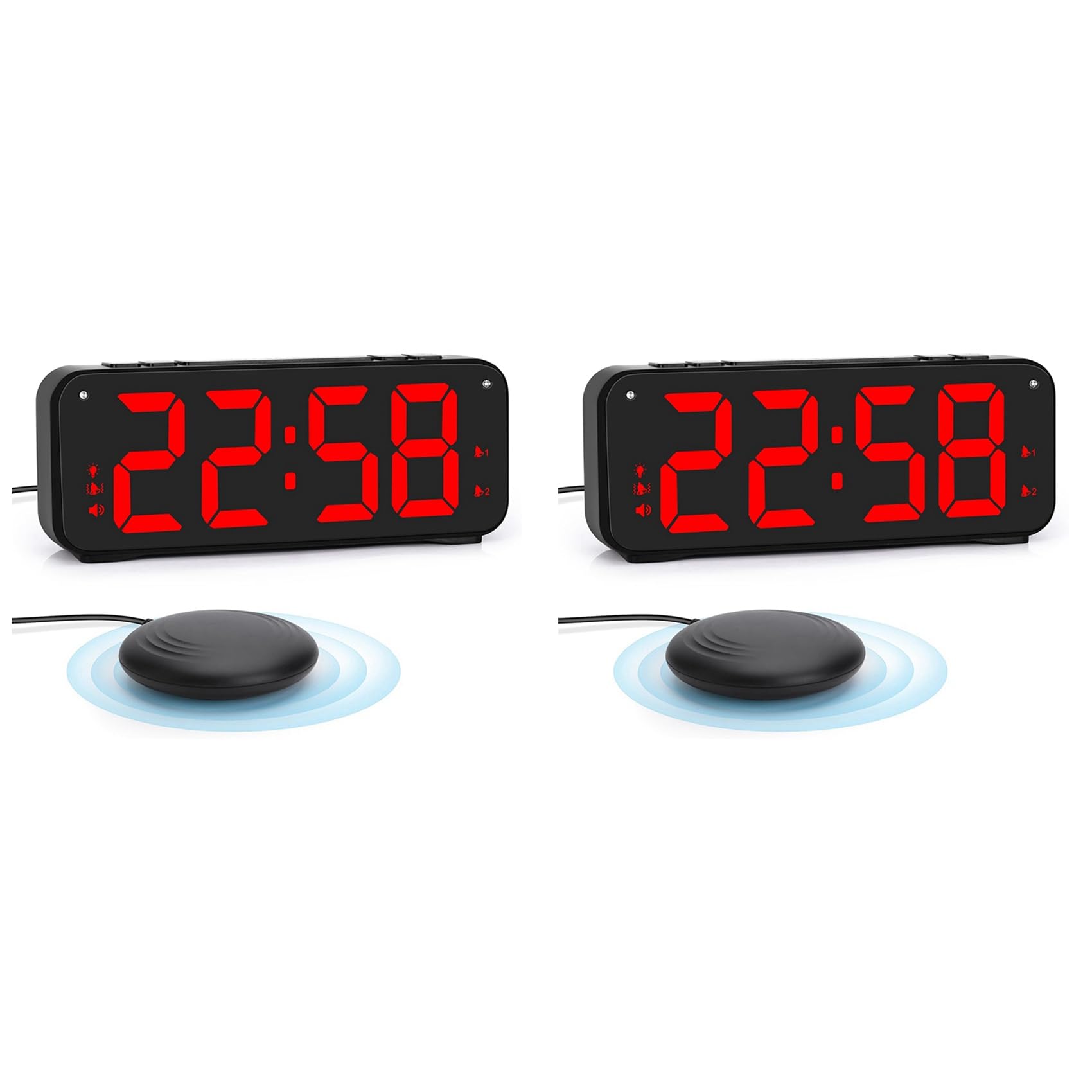 Hndhbfgrt 2X Loud Alarm Clock for Heavy Sleepers Adults,Dual Alarm Clock with Bed Shaker,for Bedrooms,6.5In Display with Dimmer