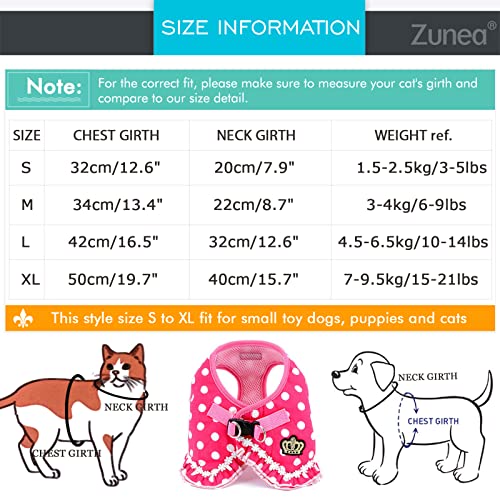 Zunea Polka Dots Cat Harness And Leash Set Girl Kitten Crown Escape Proof No Pull Choke Vest Clothes For Walking, Step In Soft Mesh Padded Puppy Harness For Small Dog Pink Xl #TOP5