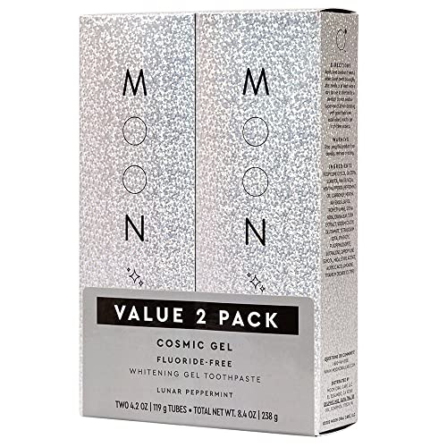 Moon Cosmic Gel Stain Removal Toothpaste, Fluoride-Free, Lunar Peppermint Flavor For Fresh Breath, For Adults (2 Pack) #TOP20