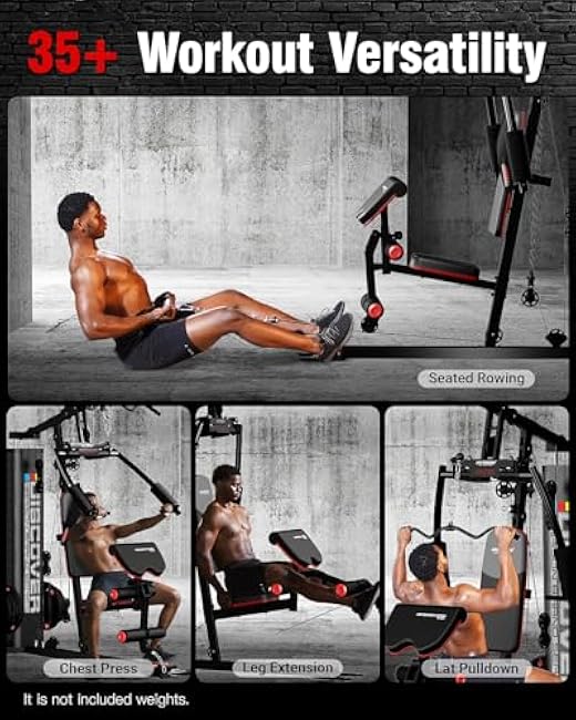 HARISON Home Gym - Full Body Workout Equipment, Exercise Equipment, Fitness Equipment, Multifunctional Home Gym Equipment for Home with Pulley System, Weight Bench, Rowing Machine