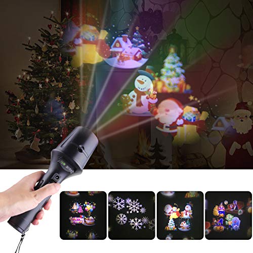 Yodeace 2ème Génération LED Projecteur Lumière Noël avec des Images Dynamiques et Statiques, Halloween Projecteur Torche avec Trépied pour Fêter Halloween, Noël, Anniversaire, Flocon de Neige