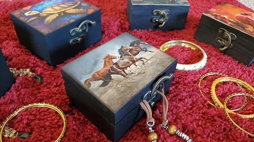 JB&C Premium Horse Jewelry Trinket Keepsake Box. Animal Home Decor, Gifts for Horse Lovers (3.75in HS)