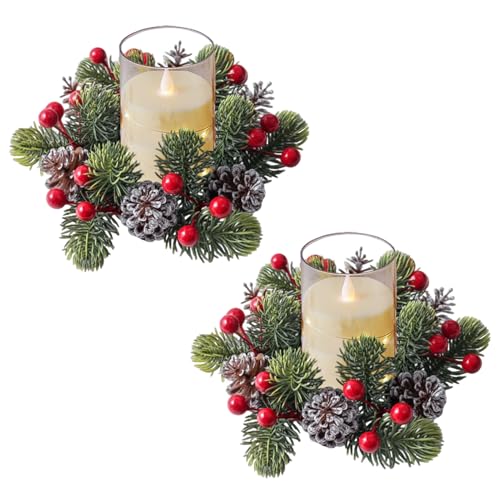 Kerzenring Weihnachten Tischdeko,2er Mini Adventskranz Kerzenkranz...
