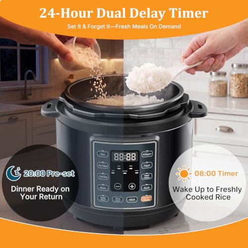 Image of NEWBULIG 10-In-1 Electric Pressure Cooker, 3 Quart Multi Cooker for Rice, Stew and Steam, Small Programmable Stainless Steel Pot with Slow Cook Function and Ceramic Inner Pot