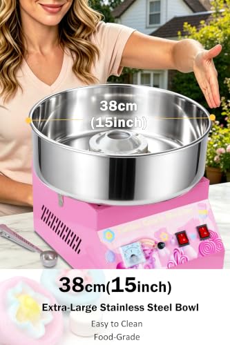 Image of Commercial Cotton Candy Machine 1000W - 15 inch Stainless Steel Bowl
