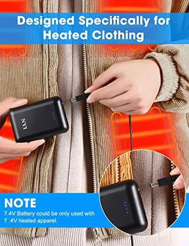 NYI 7.4v Battery for Cell Phone Battery Chargers for Use in Vehicles,Heated Vest Heated Jackets Heated Hoodies Heated Pants Heated Coat for Men Women 5500mAh 3A Rechargeable Battery Pack3