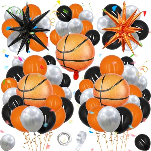 Decoration Anniversaire Basketball Ballons Anniversaire Basketball Kit Arche Ballon Anniversaire Arche Ballon Noir Orange Argent Ballons de décoration d'anniversaire sur le Thème du Basket-ball