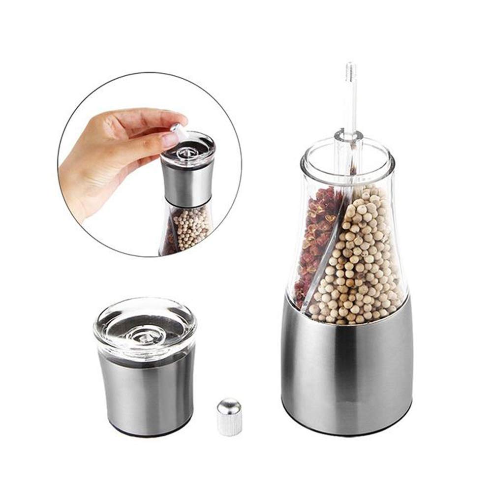HomeTeck Moulin à Poivre et Sel, Broyeurs en Acier Inoxydable Brossé et Verre, Broyeur en Céramique Réglable