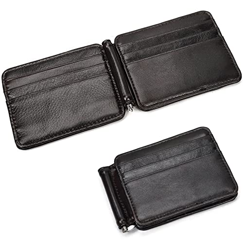 Slim Money Clip Wallets for Men Minimalist Men's Wallets Leather Bifold Credit Card Holder Wallet for Gentleman Front and Back Pocket with 12 Cards Slots