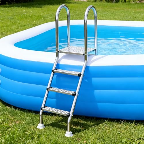 Escalera para piscina de acero inoxidable 3 peldaños miniatura 1