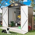 IRONCK 5.7x5.7FT Outdoor Storage Shed, Metal Garden Tool Shed with Breathable Vent and Lockable Doors, Outside Storage for Backyard, Poolside, Patio, Brown