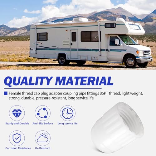 Image of 06860 RV Water Line Drain Cap, 1 /2 Inch Fresh Water Tank Drain Cap Low Point Drain Caps Cover- Compatible with Male End Pipes With 1 /2 inchMale Fittings, RV Plumbing Fittings(4 PCS）