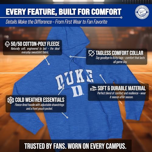 Duke Blue Devils Arch & Logo Gameday Hoodie - Royal Heather Large - 2