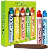 Madelaine Chocolate Crayons Gift Set - 5 Premium Milk Chocolate Crayons in Colorful Gift Box - Party Favors Novelty for Boys and Girls - Unique Edible Gifts