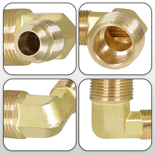Codo de latón de 90° Flare x macho Highcraft G49S-3812-5 de 3/8" OD x 1/2" MIP 5