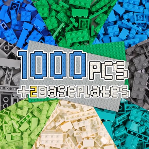 WYSWYG 1000ピース ピース 基本ブロックセット+16*32基礎板2枚-互換性 -遊びが広がる追加-積み木 買い足し 8色19形状、6歳以上の子供向け