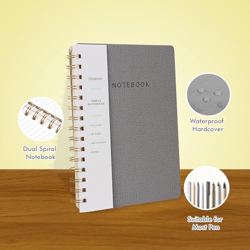 Image of Spiral Notebook-5.75 inch x 8.125 inch College Ruled Journal with Inner Pockets and 160 Pages,PU Leather Cover Business Journal, Twin-Wire Binding Notebook Perfect for Office & Home School Supplies 3 pack Reefblue /Grey /Black