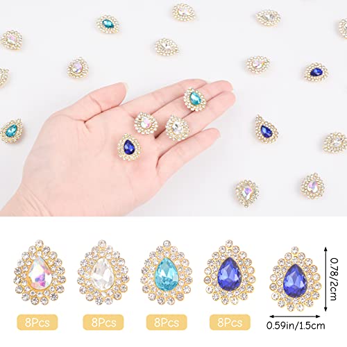 URROMA 32 Pcs Rhinestones Buttons Embellishments - Image 2