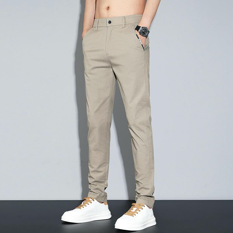 Men's Summer Thin Ice Silk Straight Trendy Business Loose Casual Pants3