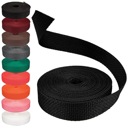 Rope and Cord Polypropylene Webbing – 1 Inch Weather Resistant Multipurpose Webbing – Black, 1 Yard