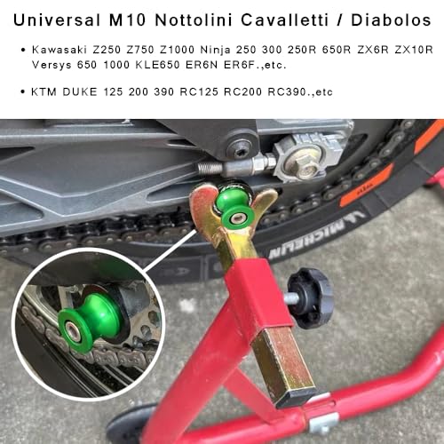 Universal CNC Aluminium Ständeraufnahme - 2Pcs M10*1,25 Bobbins Montageständer für Z750 Ninja 250 ER6N ZX10R ZX6R Versys1000 FZR 1000 400 600R-Grün