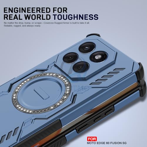 Image of AESTMO Back Case Cover for Motorola Moto Edge 60 Fusion 5G | Magnetic Case with Built-in Metal Ring | Compatible with MagSafe Accessories | Shockproof Hybrid (PC + TPU) (Blue)