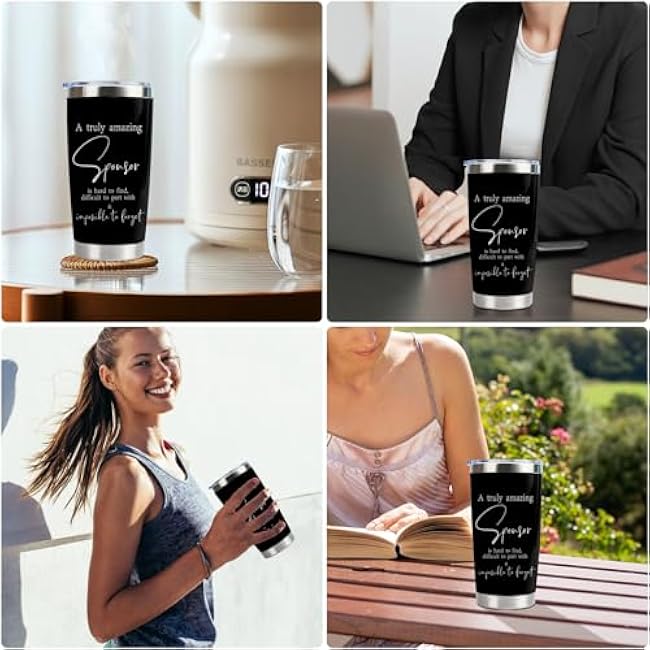 Sponsor Appreciation Gift Sponsor 20oz Stainless Steel Insulated Tumbler with Lid and Straw Addiction Recovery Gift Confirmation Sponsor Gifts(Best sponsor ever)