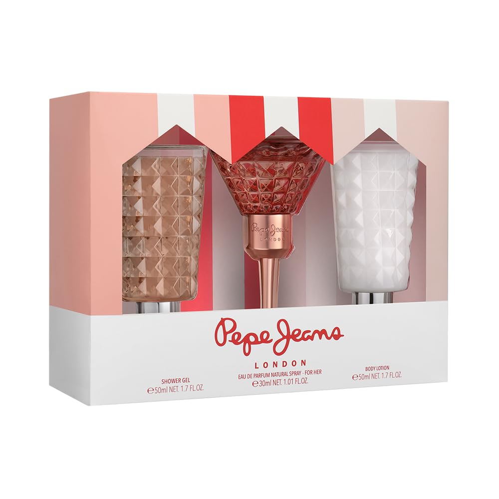 Pepe Jeans Life Is Now For Her Estuche Regalo Perfumes de Mujer Pack de 3 Piezas Eau de Parfum 30ml, Body Lotion 50ml y Shower Gel 50ml Set Fragancia Floral y Oriental Colonia Mujer