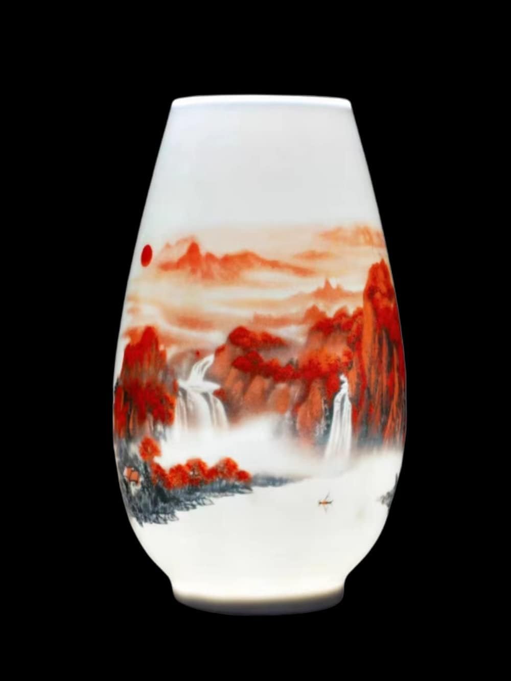 Vase Tabletop Chinese Ceramic with Stand White Large Porcelain Flower Antique Traaditional Decorative 37CM