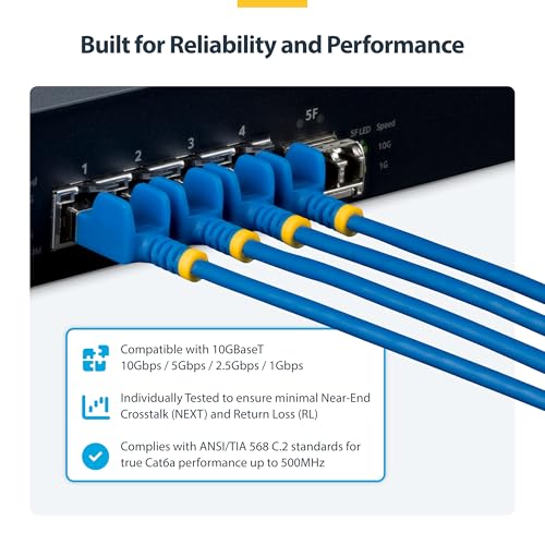 Câble Ethernet Cat6a FTP StarTech bleu avec connecteur sans accroc
