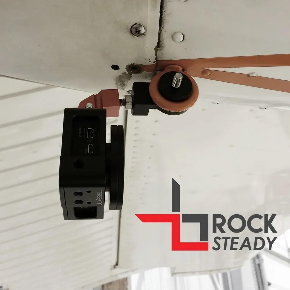 Rock Steady Slim Tie Down Exterior Airplane Camera Mount Compatible with GoPro and GoPro Style Cameras - Car RV Truck Boat