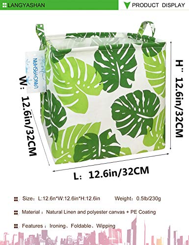Image of Square Storage Baskets Waterproof Canvas Children Laundry Nursery Hamper for Shelves Gift Baskets Toy Organizer Room Decor (Square leaf)