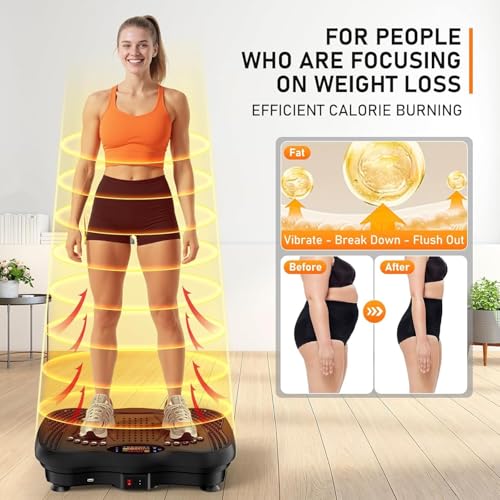 Image of Vibration Plate Exercise Machine with Resistance Bands & Remote - Full Body Workout Platform for Weight Loss, Toning & Fitness - Home Gym Equipment for Women & Men