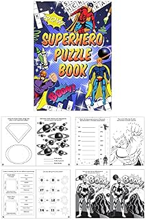 HENBRANDT 10 Mini Super Hero Puzzle Activity Books A6 - Boys Party Bag Fillers