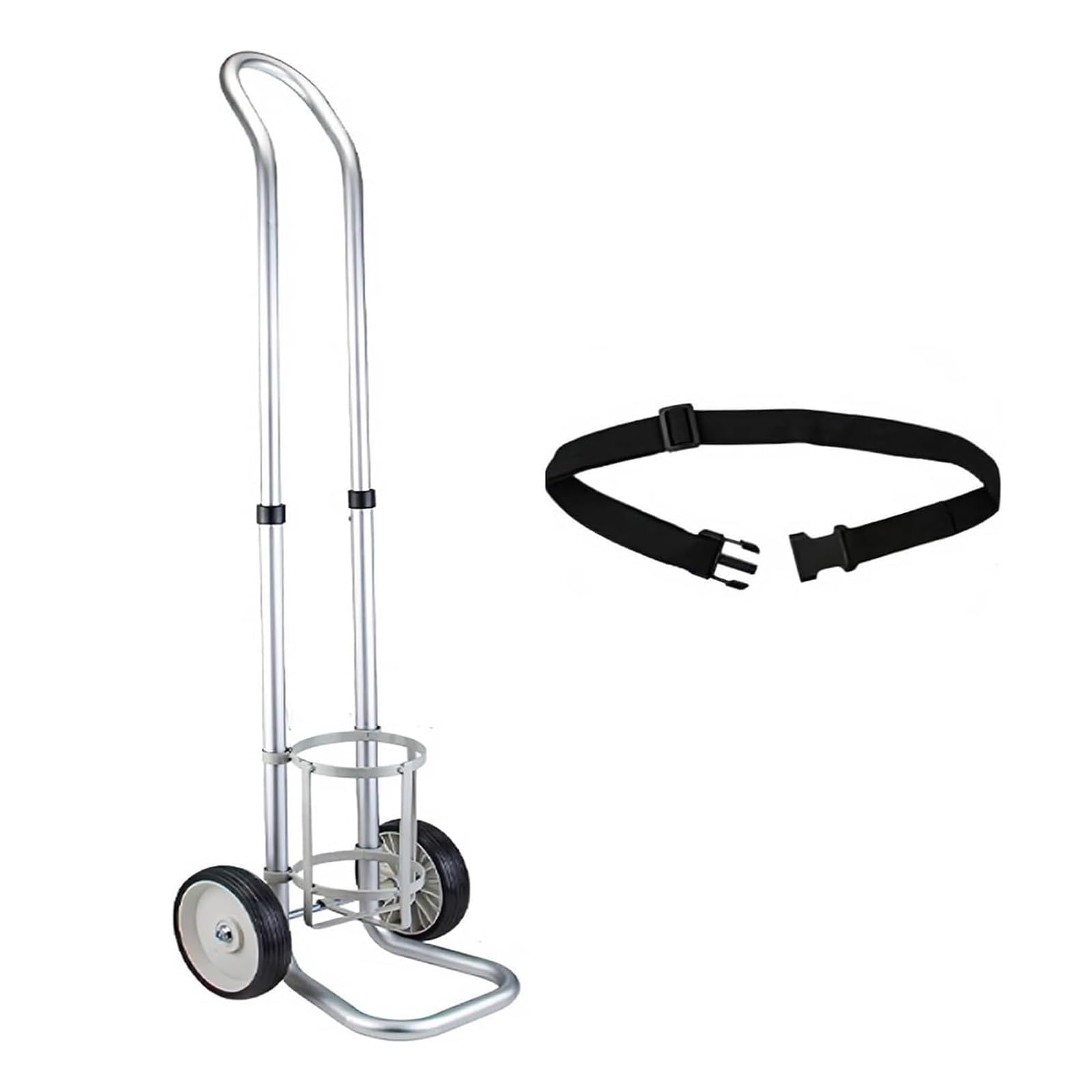 JKJZSALJ Oxygen Tank Cart On Wheels For Portable Storage - Ideal For Rvs, Clinics, And Hospitals - Versatile Trolley For Gas, Nitrogen, And Acetylene Cylinders,Silver-14.6cm/5.7in