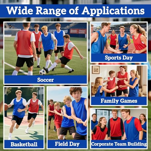 Image of RAINFLOW Soccer Pinnies Scrimmage Vests - Set of Lightweight Mesh Pennies Practice Jerseys for Youth & Adult Teams,Training