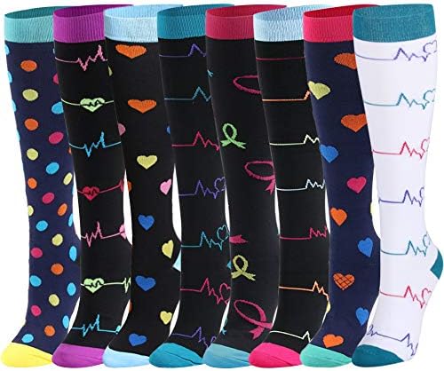 Compression Socks (20-30mmHg) for Women & Men – 1 to 8 Pairs Graduated Compression Stockings Best for Running, Nursing