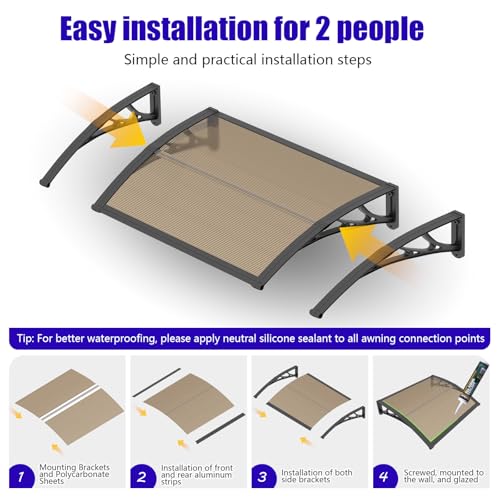 image for DAWNINGHOMM 32x48'' Door Awning Exterior, Window Canopy for Front Door