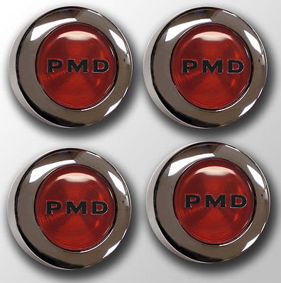 The Parts Place Pontiac GTO Trans Am Pmd Rally Ii Center Caps - Red Bolt On - Set Of 4