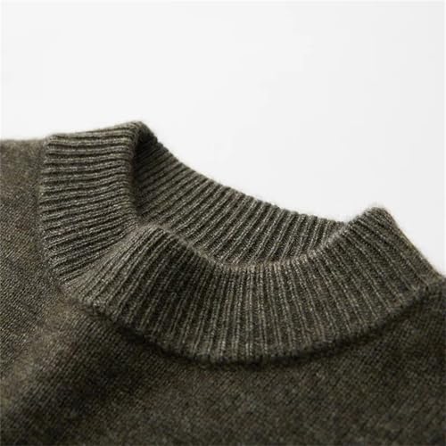 Men Cashmere Knit Mock Neck Sweater Winter Thickened Business Casual Pullovers3