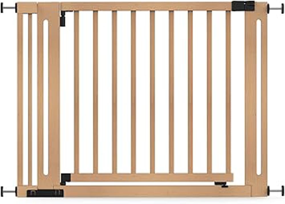 Safetots Cancelletto Elegance in Legno, Naturale, 105cm - 113cm, Cancelletto di Sicurezza a Pressione, Passaggio Extra Largo di 73cm, Barriera di Sicurezza, Installazione Facile