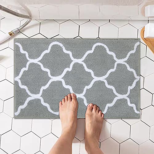 U'Artlines Tapis de Douche Microfibre Absorbant Tapis de Salle de Bain Antiderapant Lavable en Machine Tapis de Bain Gris Cair(45x65CM) Cover
