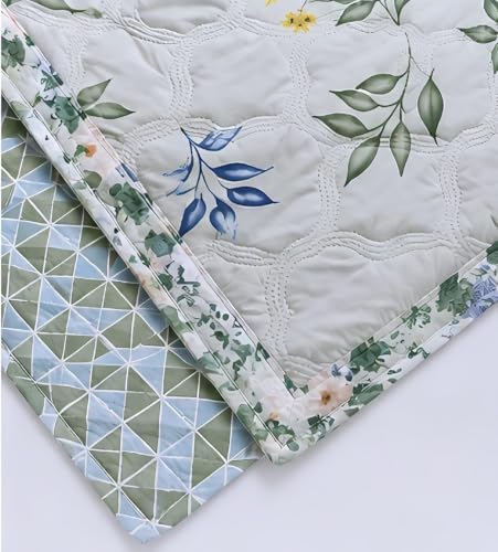 Image of Dohar Single | Double Bed Polycotton Blankets for Summer 90x100inch, 150GSM Ac Comforter and Cooling for Summer Classic Printed Design Quilt Ideal for Gifting (Green, Single)
