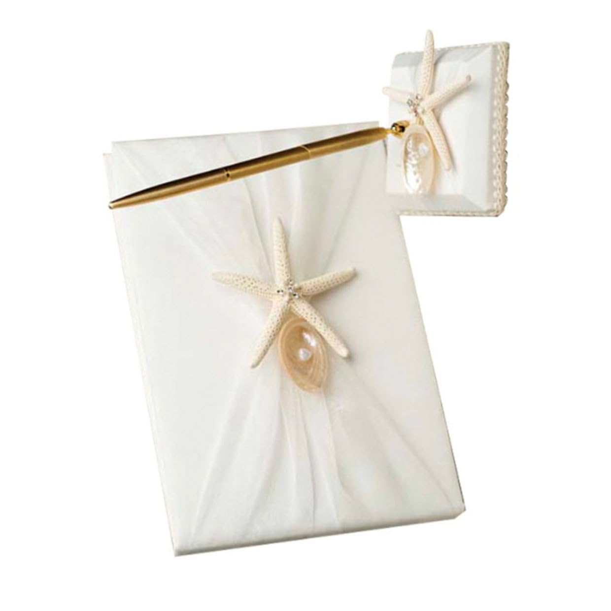 minkissy Libro degli Ospiti per Matrimonio Stile Spiaggia Bianco con Registrazione Messaggi e Tracciamento Presenze per Cerimonia Nuziale ed Engagement