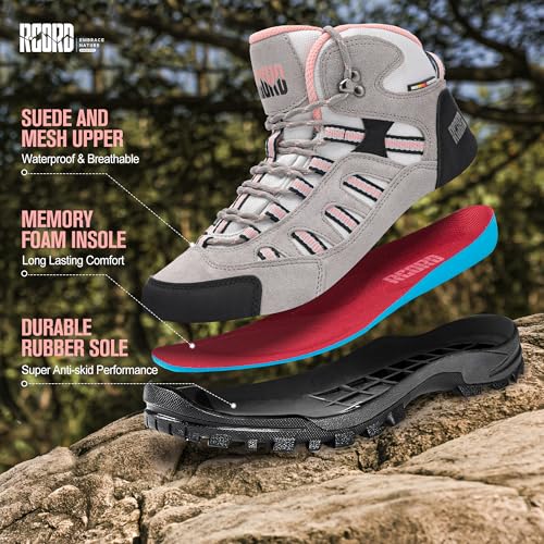 Image of R CORD Hiking Boots Women Waterproof Non-Slip Womens Hiking Shoes Comfortable Outdoor Womens Hiking Boots Walking Boots Hiking Shoes Women