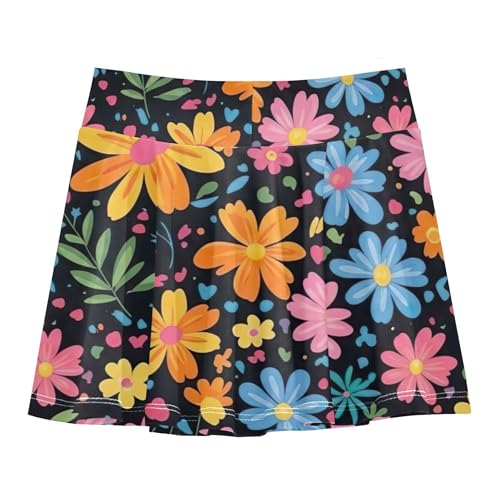 Skirts with Shorts Vibrant Flowers Colorful Athletic Shorts for Girls Skorts Cute Butterfly Skirt 4t2