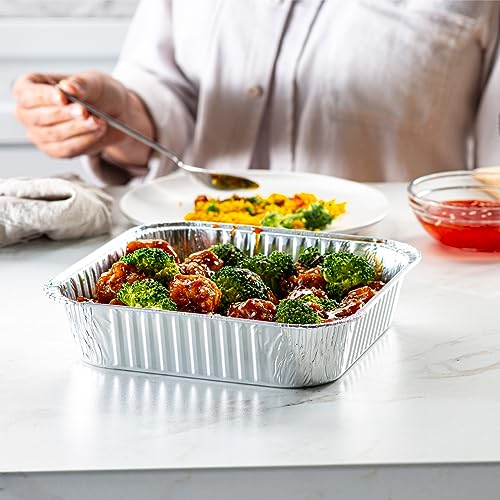 image for GUSTO [25 Sets 8-Inch Square Foil Pans with Lids - Disposable Food Con